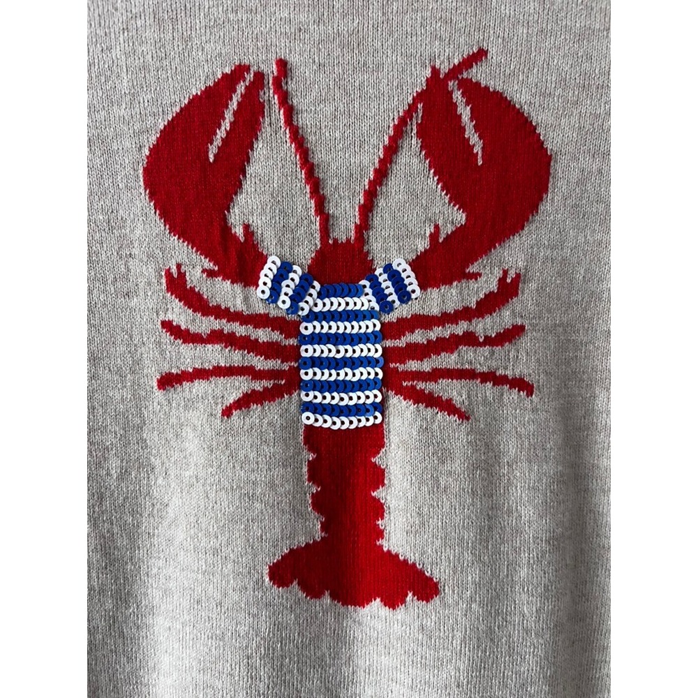 J. Crew Factory Lobster Teddie Sweater Cream 100% Cotton Crew Neck size XS - Picture 6 of 14